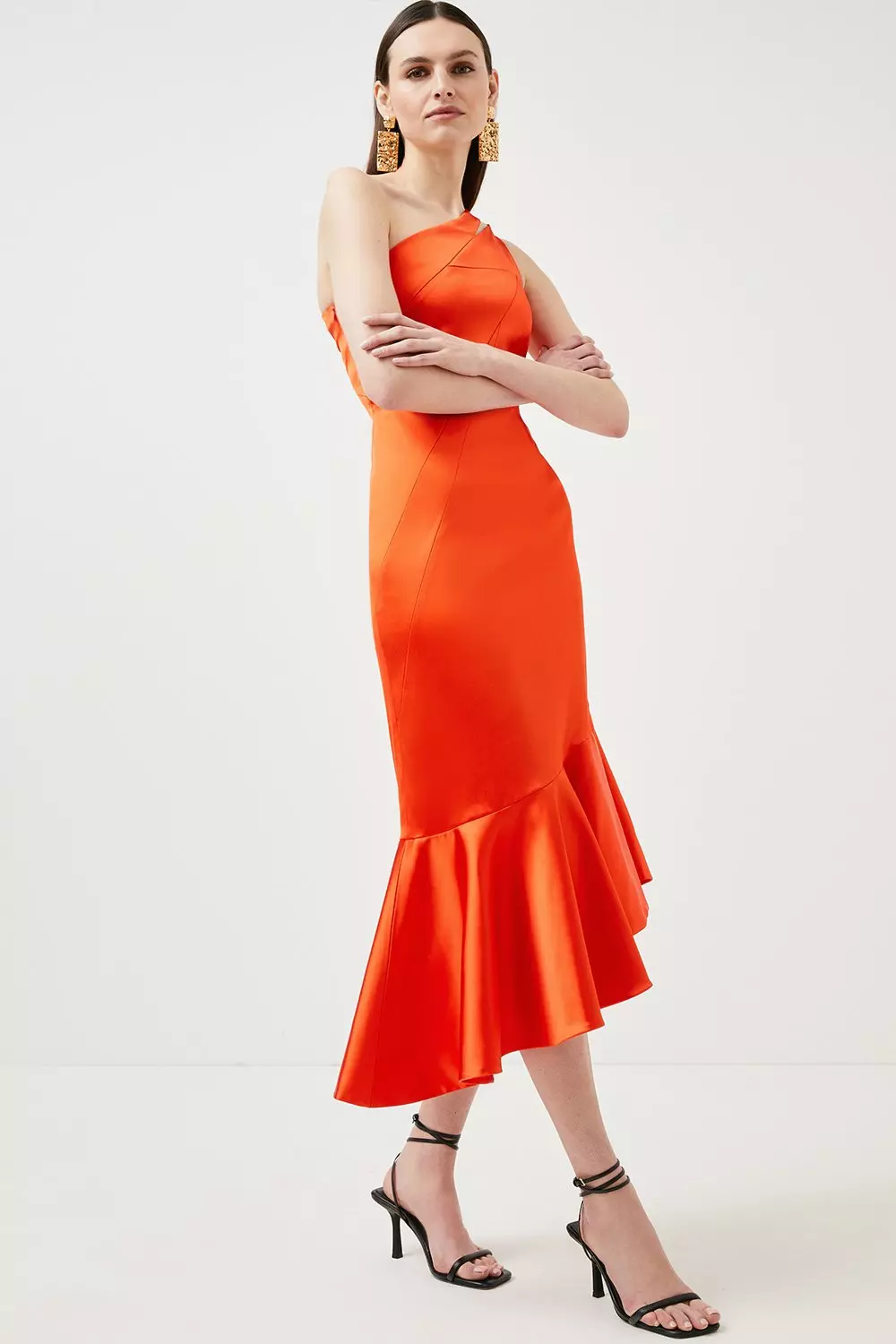 Karen millen red outlet asymmetric dress